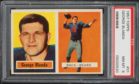 1957 Topps FB Card # 31 George Blanda Chicago Bears HOF PSA 8 NM-MT (MGD2)