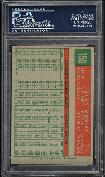 1959 Topps BB Card #150 Stan Musial St. Louis Cardinals HOF PSA 8 NM-MT (MGD2)