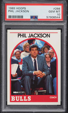 1989 Hoops BkB Card #266 Phil Jackson Chicago Bulls HOF PSA 10 GEM MINT (MGD2)