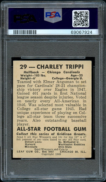 1948 Leaf FB Card # 29 Charley Trippi Chicago Cardinals HOF ROOKIE RC PSA VG 3 (MGD2)