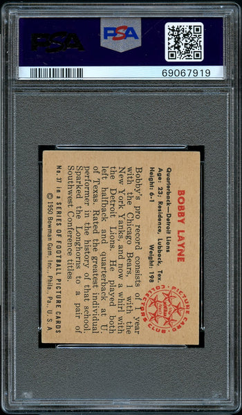 1950 Bowman FB Card # 37 Bobby Layne Detroit Lions HOF PSA EX 5 (MGD2)