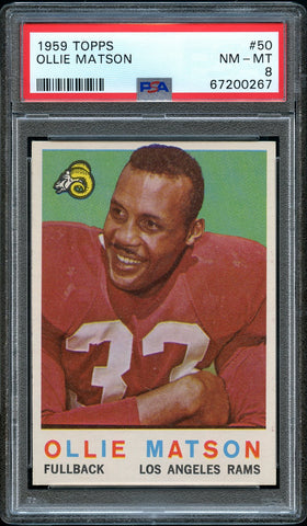 1959 Topps FB Card # 50 Ollie Matson Los Angeles Rams HOF PSA NM-MT 8 (MGD2)