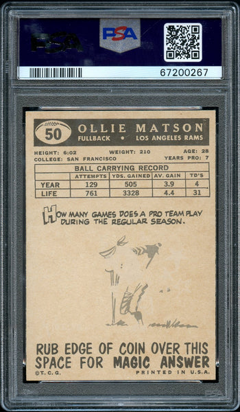 1959 Topps FB Card # 50 Ollie Matson Los Angeles Rams HOF PSA NM-MT 8 (MGD2)