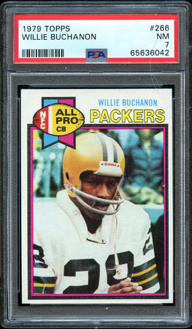 1979 Topps FB Card #266 Willie Buchanon Green Bay Packers HOF ALL-PRO PSA NM 7 (MGD2)