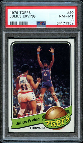 1979 Topps BkB Card # 20 Julius Erving Philadelphia 76ers HOF PSA NM-MT 8 (MGD2)