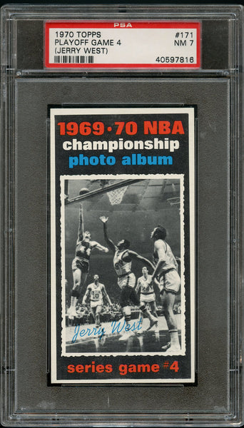 1970 Topps BkB Card #171 Jerry West HOF PLAY OFF GAME 4 PSA NM 7 (MGD2)