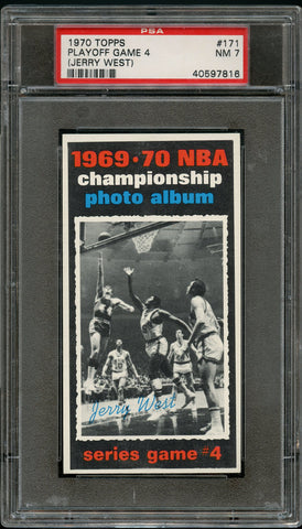 1970 Topps BkB Card #171 Jerry West HOF PLAY OFF GAME 4 PSA NM 7 (MGD2)