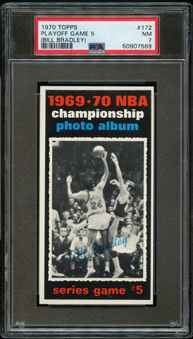 1970 Topps BkB Card #172 Bill Bradley HOF PLAY OFF GAME 5 PSA NM 7 (MGD2)