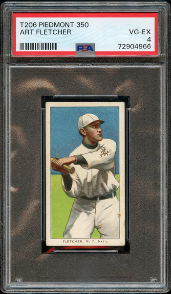 1909-11 T206 Art Fletcher PIEDMONT 350/25 PSA VG-EX 4 (MGD2)