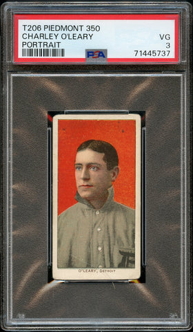 1909-11 T206 Charley O'Leary PORTRAIT, PIEDMONT 350/25 PSA VG 3 (MGD2)