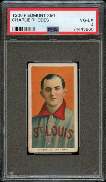 1909-11 T206 Charlie Rhodes PIEDMONT 350/25 PSA VG-EX 4 (MGD2)