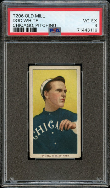 1909-11 T206 Doc White CHICAGO, PITCHING OLD MILL PSA VG-EX 4 (MGD2)