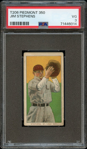 1909-11 T206 Jim Stephens ST. LOUIS, PIEDMONT 350/25 PSA VG 3 (MGD2)