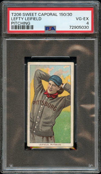 1909-11 T206 Lefty Leifield PITCHING, SWEET CAPORAL 150/30 PSA VG-EX 4 (MGD2)