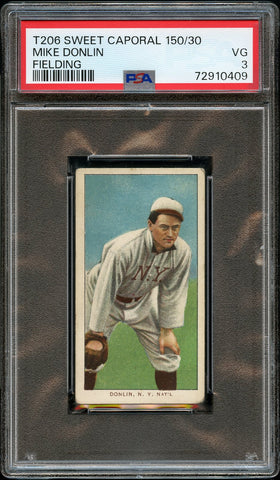 1909-11 T206 Mike Donlin FIELDING, SWEET CAPORAL 150/30 PSA VG 3 (MGD2)