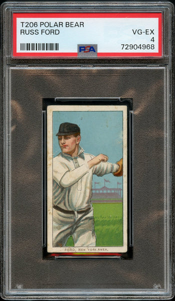 1909-11 T206 Russ Ford HOF NEW YORK, POLAR BEAR PSA VG-EX 4 (MGD2)