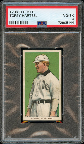 1909-11 T206 Topsy Hartsel PHILADELPHIA, OLD MILL PSA VG-EX 4 (MGD2)