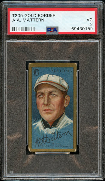 1911 T205 Gold Border Piedmont AL MATTERN Boston Rustlers PSA VG 3 (MGD2)