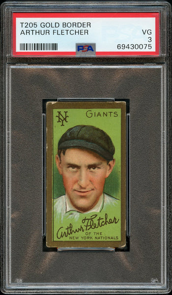 1911 T205 Gold Border Piedmont ART FLETCHER New York Giants PSA VG 3 (MGD2)