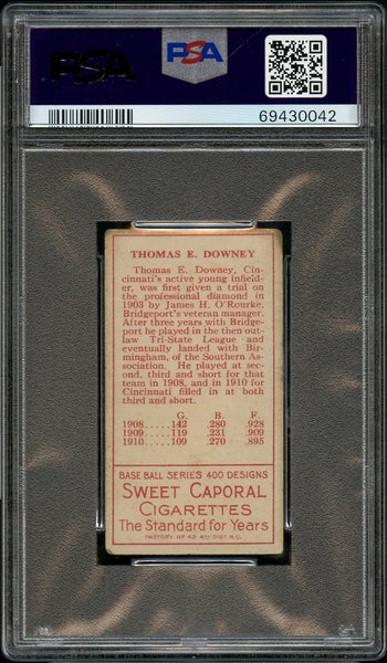 1911 T205 Gold Border Sweet Caporal THOMAS DOWNEY Cincinnati Reds PSA VG 3 (MGD2)