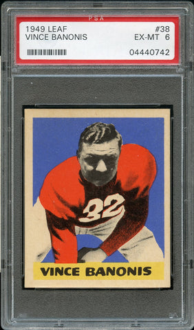 1949 Leaf FB Card # 38 Vince Banonis Chicago Cardinals HOF PSA EX-MT 6 (MGD2)