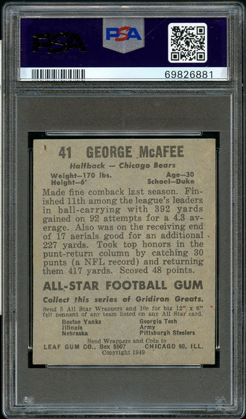 1949 Leaf FB Card # 41 George McAfee Chicago Bears HOF PSA EX 5 (MGD2)