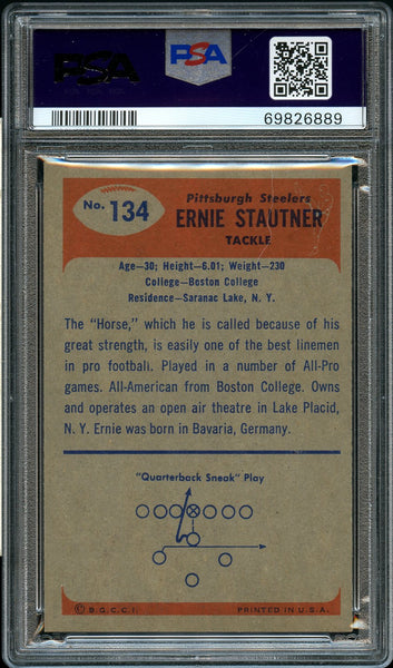 1955 Bowman FB Card #134 Ernie Stautner Pittsburgh Steelers HOF PSA NM-MT 8 (MGD2)