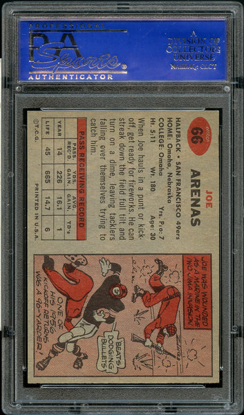 1957 Topps FB Card # 66 Joe Arenas San Francisco 49ers PSA EX-MT 6 (MGD2)