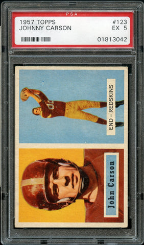 1957 Topps FB Card #123 Johnny Carson Washington Redskins PSA EX 5 (MGD2)