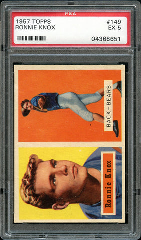 1957 Topps FB Card #149 Ronnie Knox Chicago Bears ROOKIE RC PSA EX 5 (MGD2)