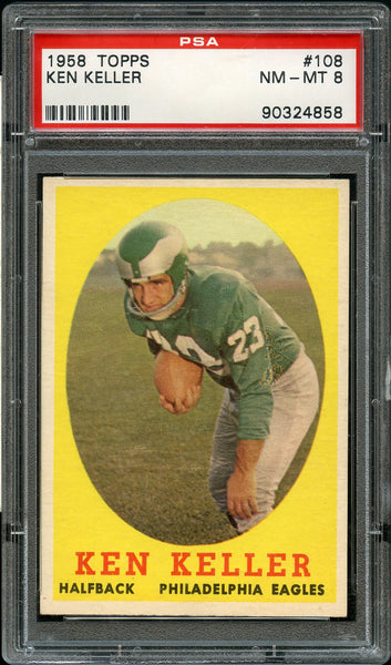 1958 Topps FB Card #108 Ken Keller Philadelphia Eagles PSA NM-MT 8 (MGD2)