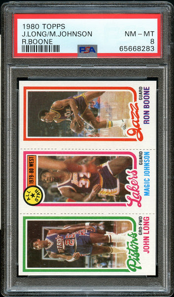 1980 Topps BkB Card Ron Boone/John Long/Magic Johnson HOF PSA NM-MT 8 (MGD2)