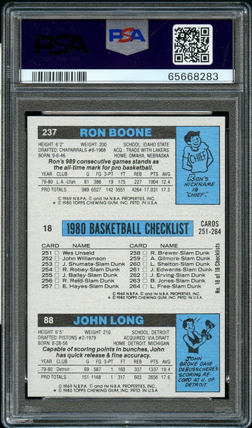 1980 Topps BkB Card Ron Boone/John Long/Magic Johnson HOF PSA NM-MT 8 (MGD2)