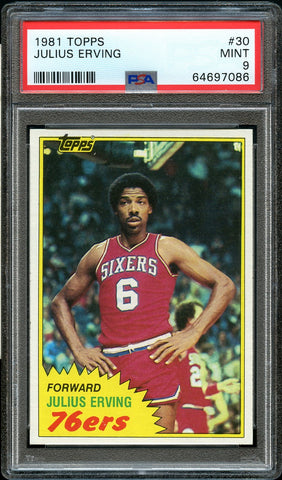 1981 Topps BkB Card # 30 Julius Erving Philadelphia 76ers HOF PSA MINT 9 (MGD2)