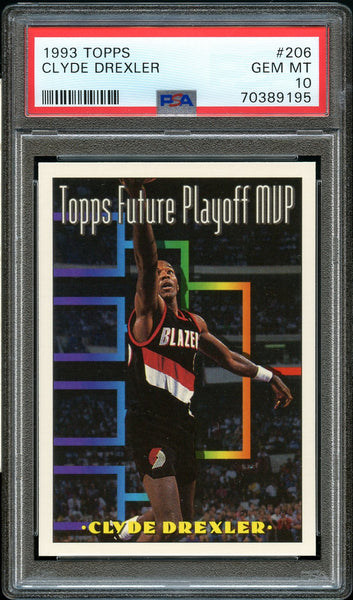 1993 Topps BkB Card #206 Clyde Drexler Blazers HOF FUTURE MVP PSA GEM MINT 10 (MGD2)