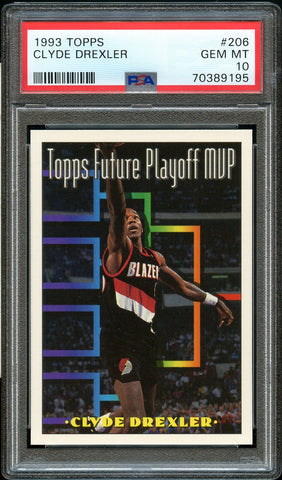 1993 Topps BkB Card #206 Clyde Drexler Blazers HOF FUTURE MVP PSA GEM MINT 10 (MGD2)