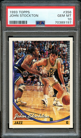 1993 Topps BkB Card #356 John Stockton Utah Jazz HOF PSA GEM MINT 10 (MGD2)