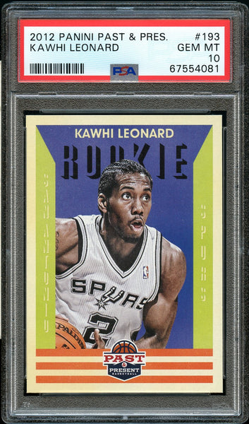 2012 Panini Past & Present BkB Card #193 Kawhi Leonard ROOKIE RC PSA GEM MINT 10 (MGD2)