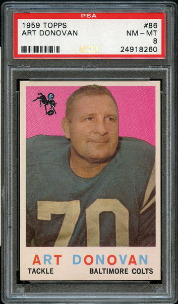 1959 Topps FB Card # 80 Art Donovan Baltimore Colts HOF PSA NM-MT 8 (MGD2)