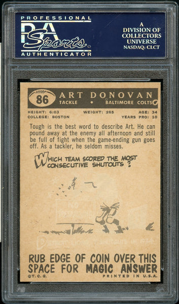 1959 Topps FB Card # 80 Art Donovan Baltimore Colts HOF PSA NM-MT 8 (MGD2)