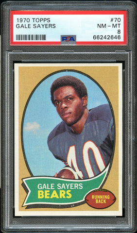 1970 Topps FB Card # 70 Gale Sayers Chicago Bears HOF PSA NM-MT 8 (MGD2)