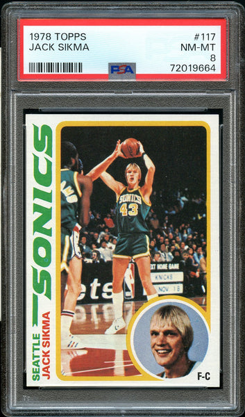 1978 Topps BkB Card #117 Jack Sikma Seattle Supersonics HOF ROOKIE RC PSA NM-MT (MGD2)