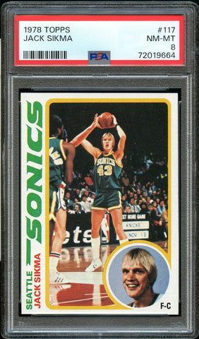 1978 Topps BkB Card #117 Jack Sikma Seattle Supersonics HOF ROOKIE RC PSA NM-MT (MGD2)