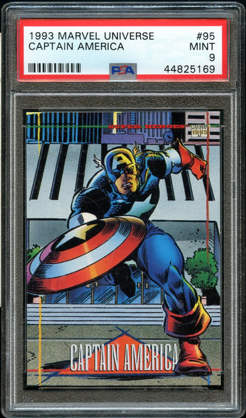 1993 Marvel Universe Card # 95 Captain America PSA MINT 9 (MGD2)