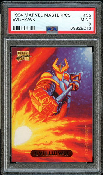 1994 Marvel Masterpieces Card # 35 Evilhawk PSA MINT 9 (MGD2)