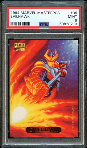 1994 Marvel Masterpieces Card # 35 Evilhawk PSA MINT 9 (MGD2)