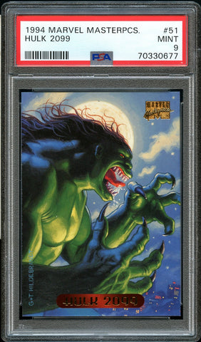 1994 Marvel Masterpieces Card # 51 Hulk 2099 PSA MINT 9 (MGD2)