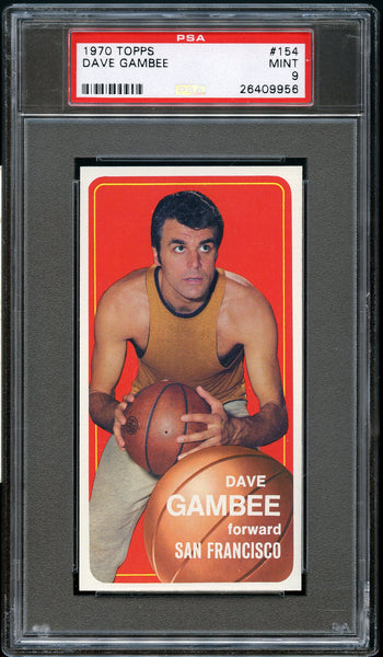 1970 Topps BkB Card #154 Dave Gambee San Francisco Warriors PSA MINT 9 (MGD2)