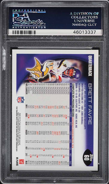 2010 Topps FB Card # 60 Brett Favre Minnesota Vikings HOF PSA 10 GEM MINT (MGD2)