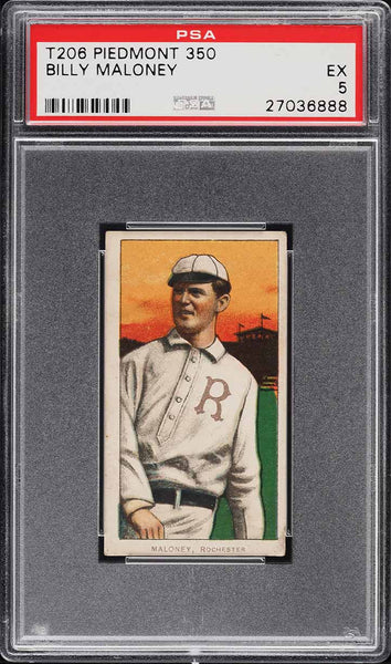 1909-11 T206 Billy Maloney Rochester, PIEDMONT 350/25 PSA 5 EX (MGD2)